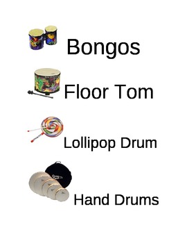 Preview of Music Instrument Picture Labels