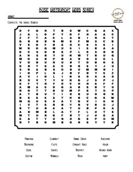 Preview of Music Instrument Word Search