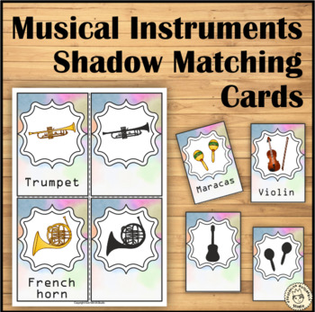Preview of Music Instruments Shadow Matching Flash Cards | Instrument Posters