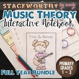 Music Worksheets Interactive Notebook - Full Year Primary 