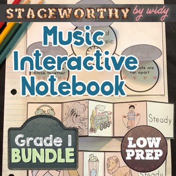 Preview of Grade 1 Music Interactive Notebook - Full Year Music Worksheet Bundle 1st Grade
