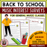 Back to School Music Interest Surveys - General Music Classes