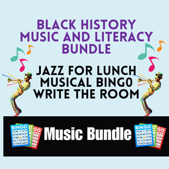 Preview of Music Jazz BUNDLE, Literacy, Black History, Bingo Game, Jazz for Lunch