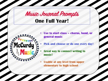 Preview of Music Journal Writing Prompts - Entire year!