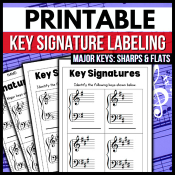 Preview of Music Key Signature Labeling Activity → Printable Worksheet With Sharps & Flats