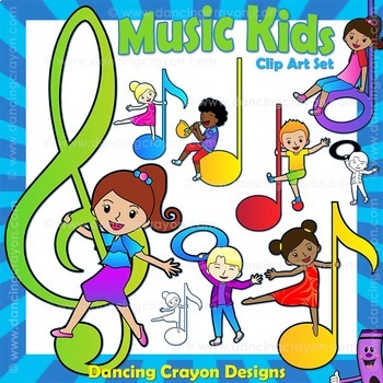 Preview of Children with Music Notes Clip Art | Music Kids