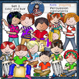 Music Kids-Percussion Clip Art set2 -Color and B&W-
