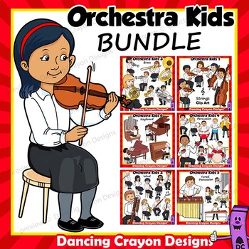 Preview of Music Kids Playing Instruments of the Orchestra Clip Art BUNDLE