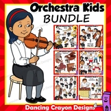 Music Kids Playing Instruments of the Orchestra Clip Art BUNDLE