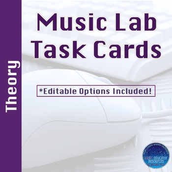 Preview of Music Lab Task Cards | Theory Edition | Editable and Digital Options