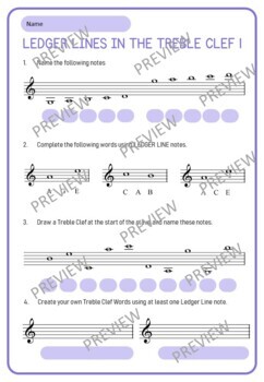 Music Ledger Lines in the Treble Clef by Mardi's Music Resources