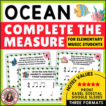 Preview of Music Lesson Activities - Rhythm Worksheets for Elementary Music - The Ocean