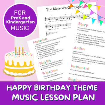 Preview of Music Lesson Plan | Birthday Theme | Movement and Musical Activities