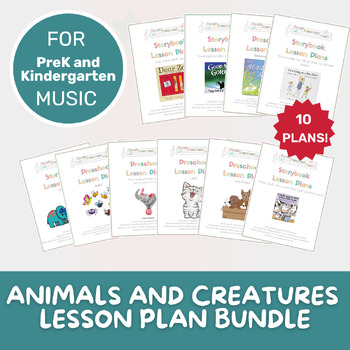 Preview of Music Lesson Plan Bundle | 10 Animal and Creature Themes | Movement and Music