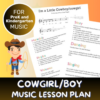 Preview of Music Lesson Plan | Western Cowboys and Girls Theme | Musical Activities