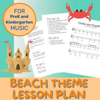 Preview of Music Lesson Plan | Going to the Beach Theme | Movement and Musical Activities