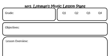 Preview of Music Lesson Plan Template