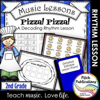 Preview of Music Composition Lesson Plan on Pizza Rhythms - Practice Decoding Rhythm