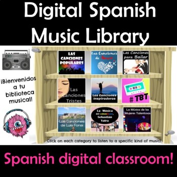 Preview of Spanish Music Library - Popular Songs, Dance Music, Culture - Digital Notebook