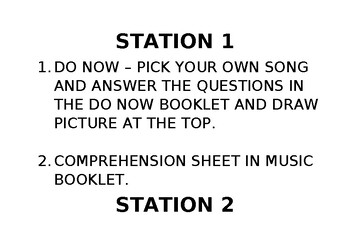 Preview of Music Life Skills Stations - 20 mins each