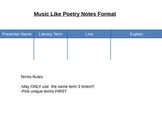 Music Like Poetry Student Notes over Presentations