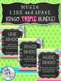 Music Line & Space Bingo TRIPLE BUNDLE {Treble or Bass Clef}