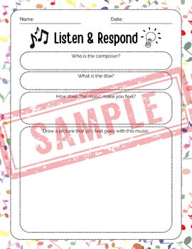 Preview of Music Listen & Respond Worksheets
