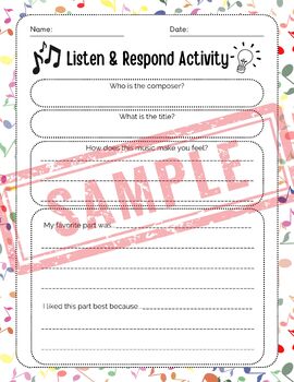 Music Listen & Respond Worksheets by Katie Chew | TPT