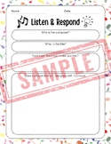 Music Listen & Respond Worksheets