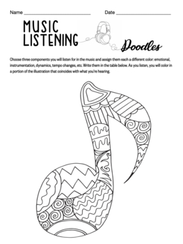 Preview of Music Listening Glyphs   |   Music Doodle Worksheets