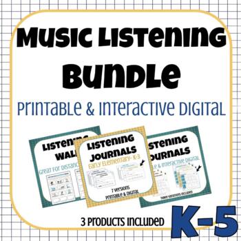 Preview of Music Listening Journals K-5 | Printable & Digital | BUNDLE