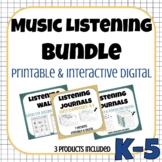 Music Listening Journals K-5 | Printable & Digital | BUNDLE