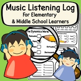 Music Listening Log | For Elementary & Middle School Learners