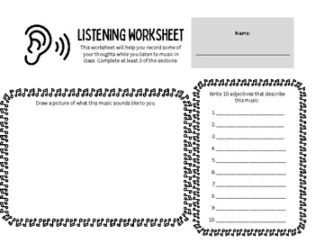 Preview of Music Listening Worksheet