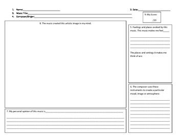 Preview of Music Listening Worksheet