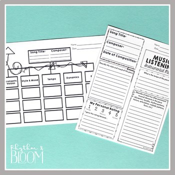 Music Listening Worksheets, Level Two by Cori Bloom | TPT