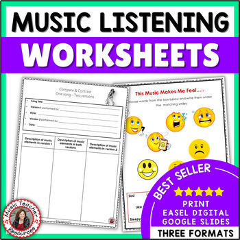 Preview of Music Listening Worksheets - Printable and Digital