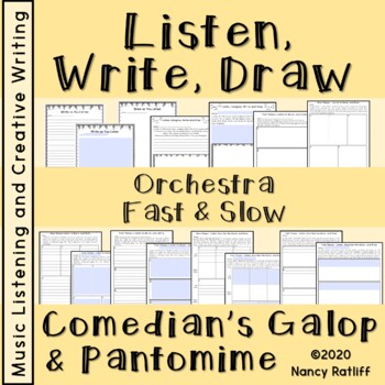 Preview of Music Listening with Creative Writing Sheets Tempo Pantomime & Comedian's Galop