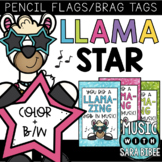 Music Llama Star {Pencil Flags or Brag Tags}