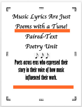 Preview of Music Lyrics are Just Poems with a Tune! Thematic Poetry Paired Text Unit