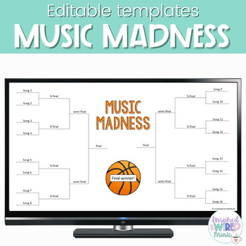 Preview of Music Madness Bracket Editable Template FREEBIE