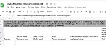 Preview of Music Madness School Wide Organizer- Excel