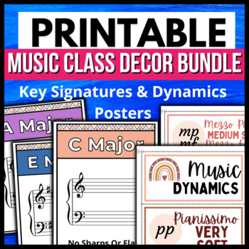 Preview of Music Makers Classroom Decor Boho Bundle → Dynamics & Key Signature Charts