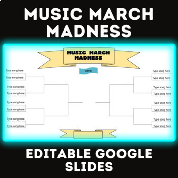 Preview of Music March Madness - Editable Bracket and Interactive Slideshow (Blank)