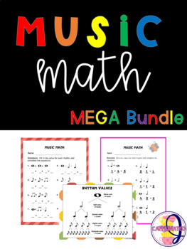 Preview of Music Math MEGA Bundle Google Slides, Print & Go Cross-Curricular Worksheets