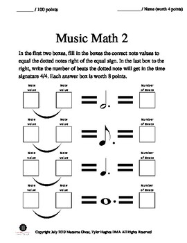 free printable music math worksheets