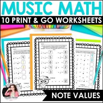 Preview of Music Math Rhythm Worksheets for Piano & Music Class - Music Math is a Hoot!