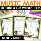 Music Math Rhythm Worksheets for Piano & Music Class - Mus
