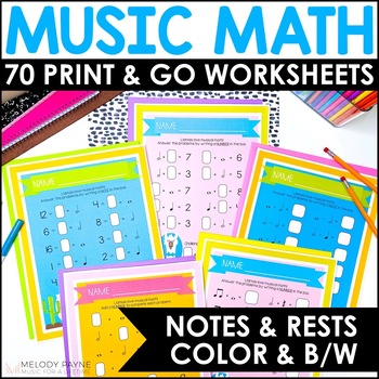 Preview of Music Math Rhythm Worksheets MEGA Set - Add, Subtract, Multiply Notes & Rests