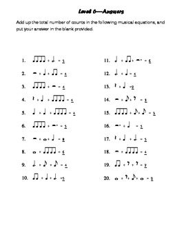 Music Math intermediate levels 3 worksheets by Tech World and Music ...